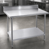 Thumbnail image #3 for Advance Tabco KSS-369 108-Inch x 36-Inch 304 Stainless Steel Work Table with 5-Inch Backsplash and Adjustable Undershelf