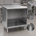 Thumbnail image #3 for Spec-Master Open Front Stainless Steel Work Table with 14-Gauge Top and 4-1/2 Inch Backsplash, 120 x 30 Inch