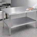 Thumbnail image #3 for Klinger's Trading SG3084 84-Inch x 30-Inch 18/430 Stainless Steel Flat Top Work Table with Galvanized Legs and Adjustable Undershelf