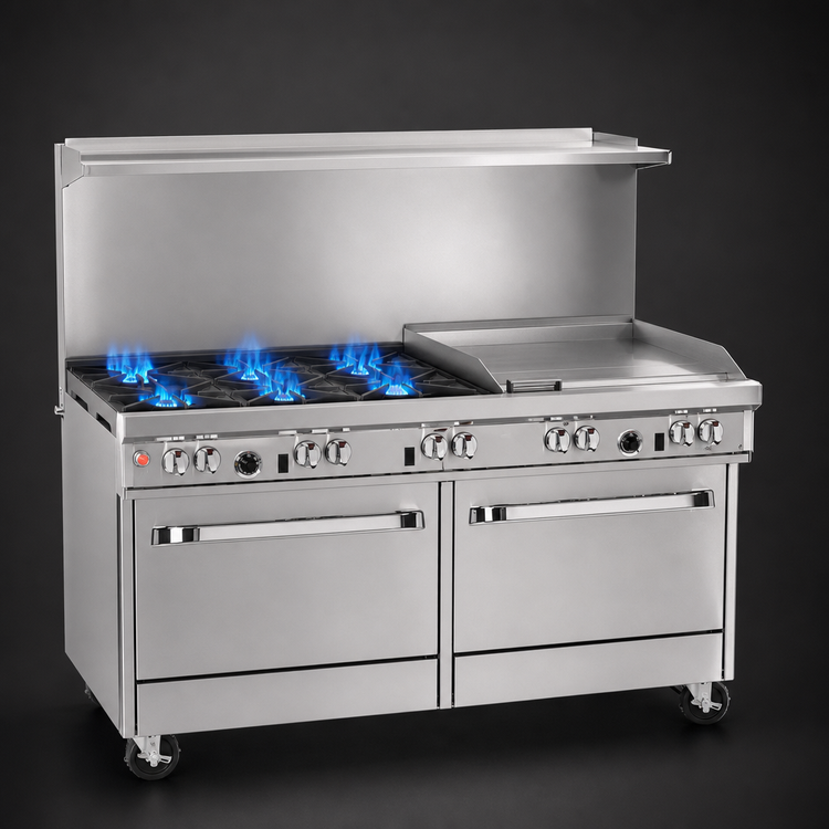 Product image #3 for Southbend Ultimate 60-Inch Commercial Gas Range with 4 Star Burners, 36-Inch Griddle, Convection Oven and Cabinet Base