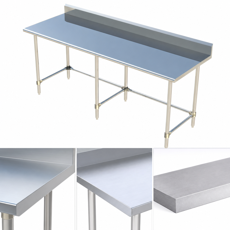 Product image #3 for Sapphire Manufacturing 120-Inch x 24-Inch Stainless Steel Work Table with 5-Inch Backsplash