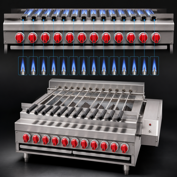Product image #3 for American Range ARKB-72-R Countertop Gas Rotisserie Kebob Broiler, 78-Inch Wide, 28-Skewer Capacity