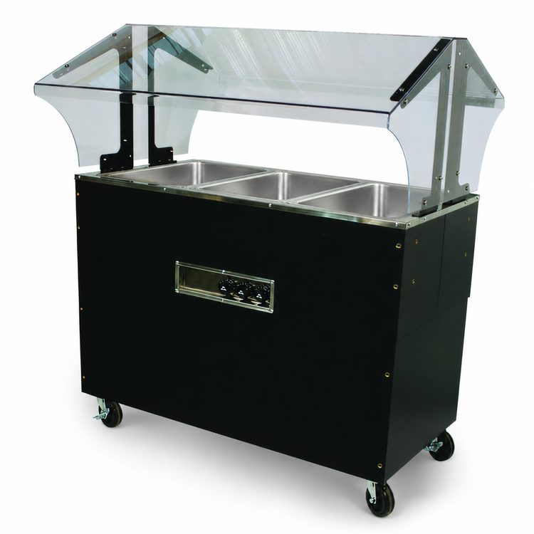 Product image #3 for Advance Tabco Triumph Supreme Portable Electric Hot Food Buffet Table with 3 Stainless Steel Wells and Double-Sided Sneeze Guard