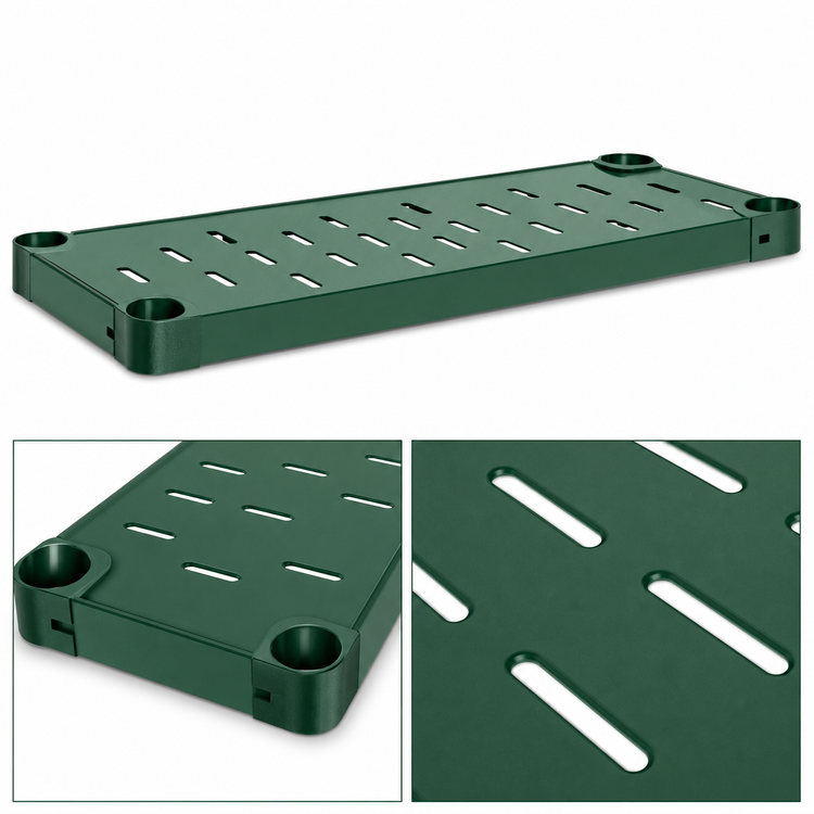Product image #3 for Quik-Set Louvered Solid Shelf, 36 x 18 Inches, 14-Gauge Galvanized Steel, Green Epoxy Finish