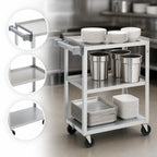 Thumbnail image #3 for Vollrath 97120 Stainless Steel 3-Shelf Utility Bus Cart, 300 lb Capacity, Solid 15-1/2" x 24" Shelves