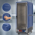 Thumbnail image #3 for Metro C5 3 Series Full-Height Mobile Low Wattage Heated Holding Cabinet with Clear Polycarbonate Door, Fixed Wire Slides, Blue Insulation Armour