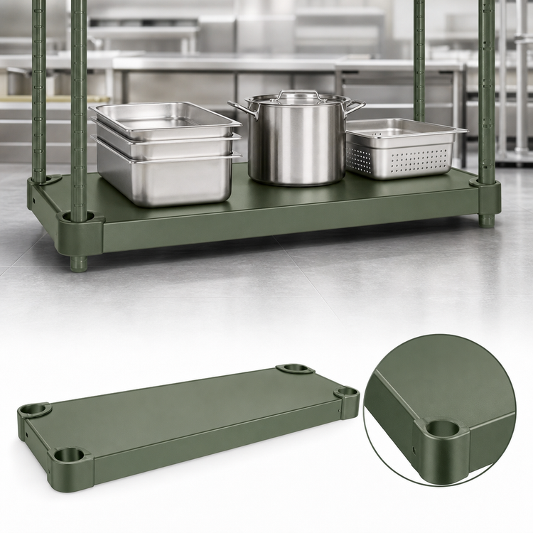 Product image #3 for Eagle Quik-Set 42" x 24" Solid Flat Shelf, 1000 lb Capacity, Galvanized Steel with Green Epoxy Finish