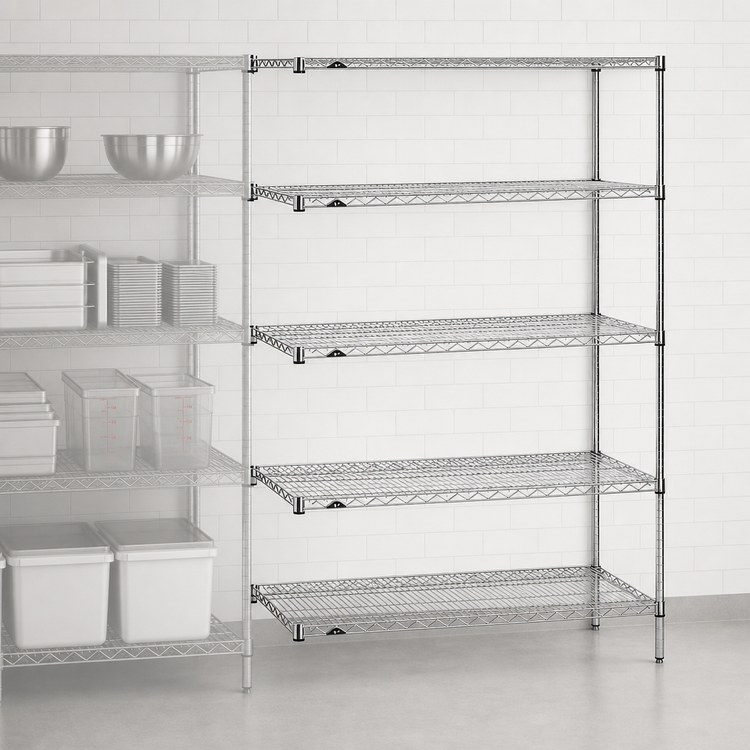 Product image #3 for Metro Super Erecta 42" x 18" x 74" Add-On Wire Shelving Unit with 5 Shelves, Brite Finish
