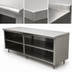 Thumbnail image #3 for Advance Tabco Special Value Series 84 Inch x 30 Inch Flat Top Open Front Cabinet Base Work Table with Mid-Shelf