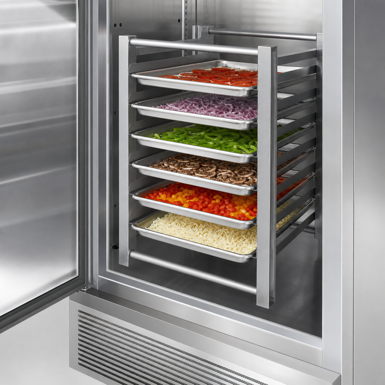 Product image #3 for Turbo Air Half-Size Pan Rack for Pizza Prep or Solid Door Refrigerators/Freezers, 6 Full-Size Pan Capacity