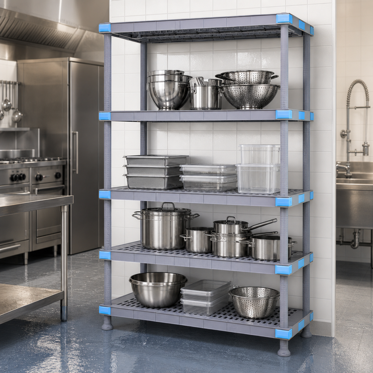 Product image #3 for Quantum Millenia 36 Inch Wide x 21 Inch Deep x 86 Inch High Polymer Starter Shelving Unit with 4 Shelves