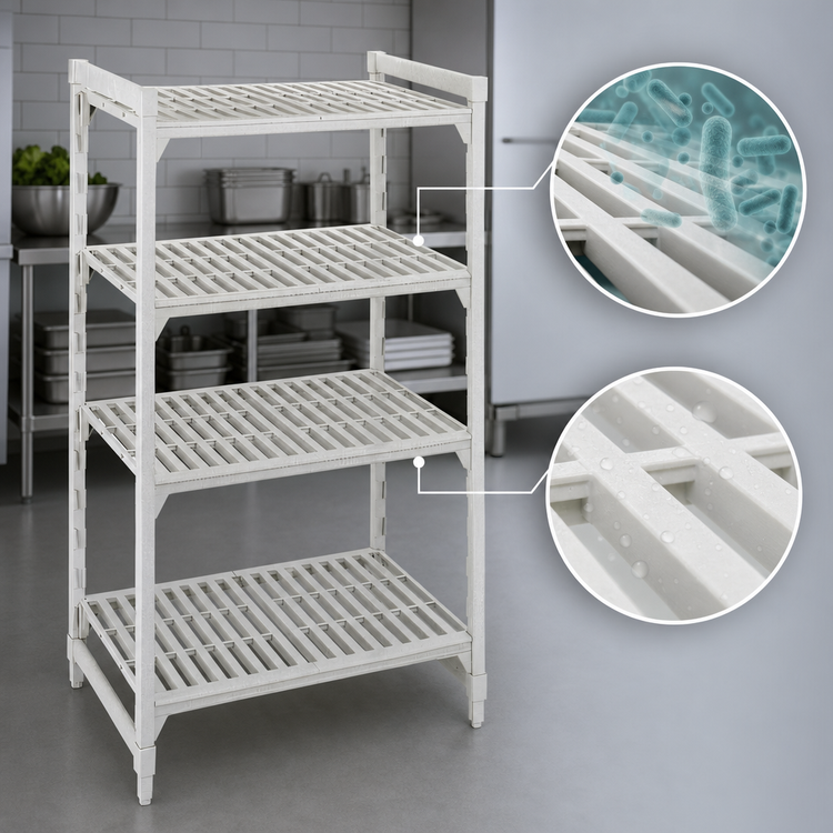 Product image #4 for Cambro Camshelving Premium Polymer Shelving 4-Tier Stationary Starter Unit, 72" x 24" x 84", Vented Shelves