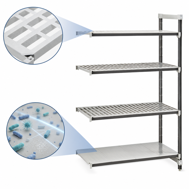 Product image #3 for Cambro Camshelving Elements XTRA 24 x 24 x 84 Inch 4-Shelf Stationary Add-On Polymer Shelving Unit