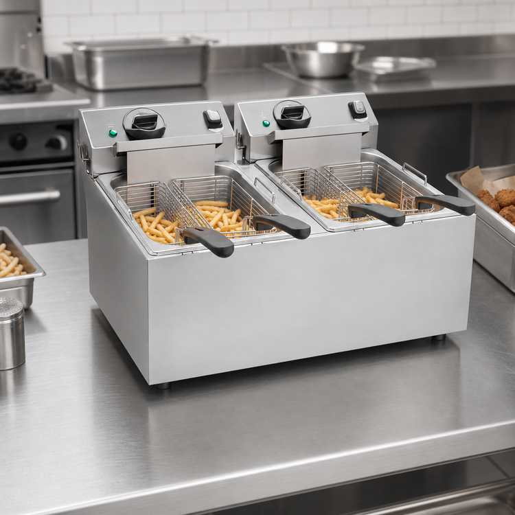 Product image #3 for Vollrath Countertop Double-Well Electric Deep Fryer, 10 lb Per Well, 120V