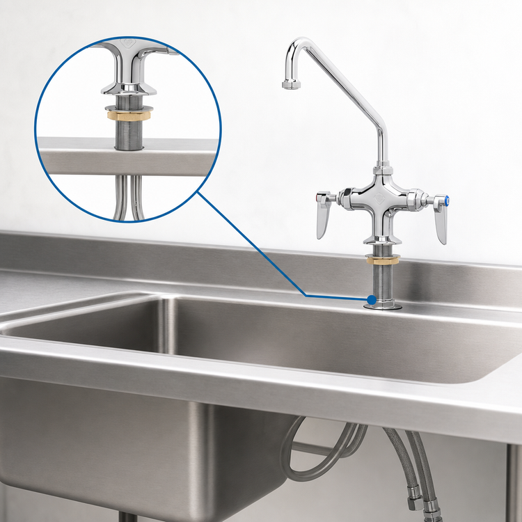 Product image #3 for T&S Brass B-0201 Double Pantry Deck-Mount Mixing Faucet with 12-Inch Swing Nozzle