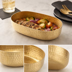 Thumbnail image #3 for American Metalcraft ABHG69 Hammered Aluminum Oval Gold Entrée Basket, 48 oz. Case of 24