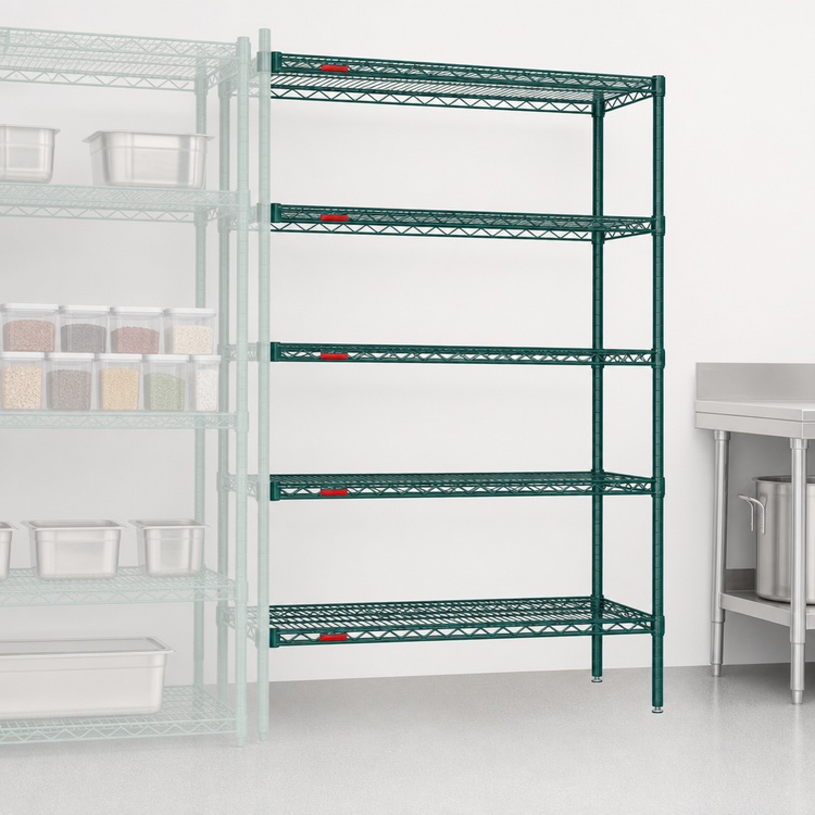 Product image #3 for Eagle Group Valu-Gard 5-Tier Add-On Wire Shelving Unit, 36 x 24 x 86 Inches, Green Epoxy