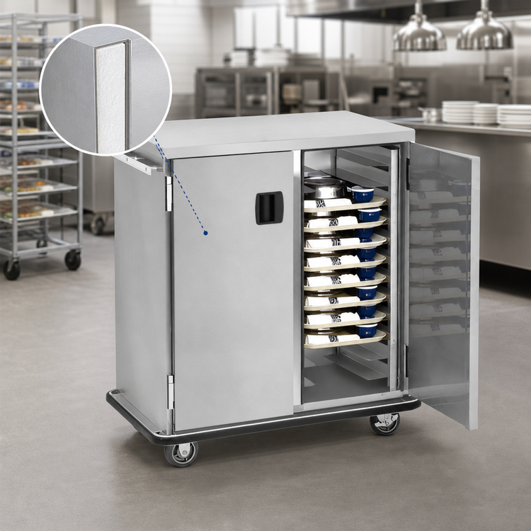 Product image #3 for Ambient Insulated Stainless Steel Meal Delivery Cart with 3 Doors and 21 Pair Fixed Slides