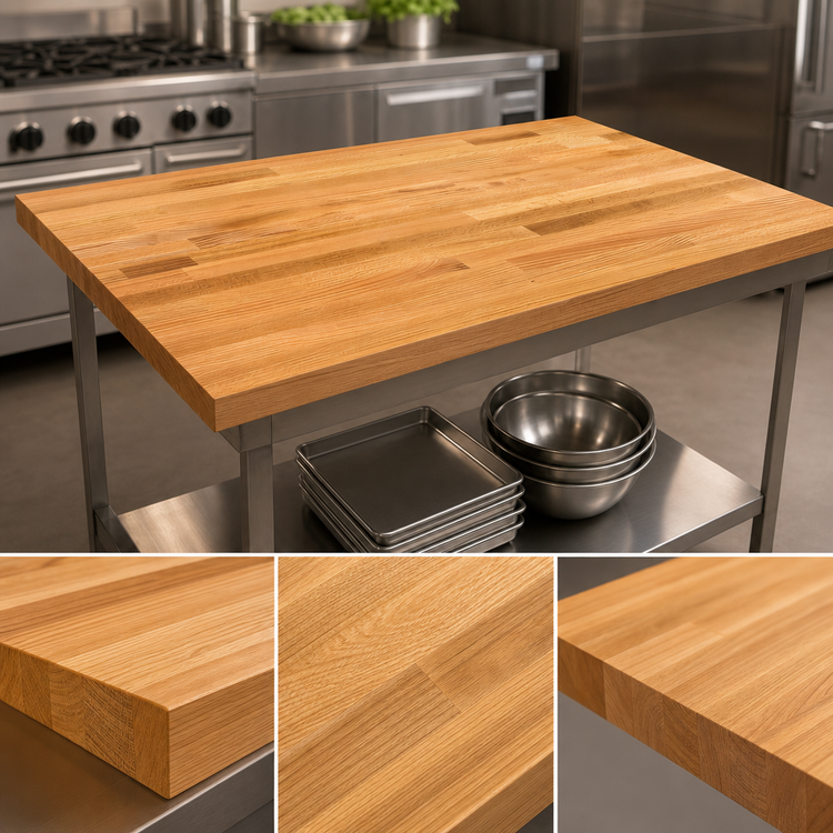 Product image #3 for Appalachian Red Oak Blended Rails, Edge Grain Island Countertop, 60 x 42 x 1-1/2 Inches, Varnique Finish