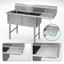 Thumbnail image #3 for BK Resources Two-Compartment Stainless Steel Sink with Right-Hand Drainboard, 16 x 20 x 12 Bowls
