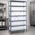 Thumbnail image #3 for Quantum Heavy-Duty Stationary Wire Shelving Unit with 8 Shelves and 56 Clear Bins, 36 x 18 x 75 Inches