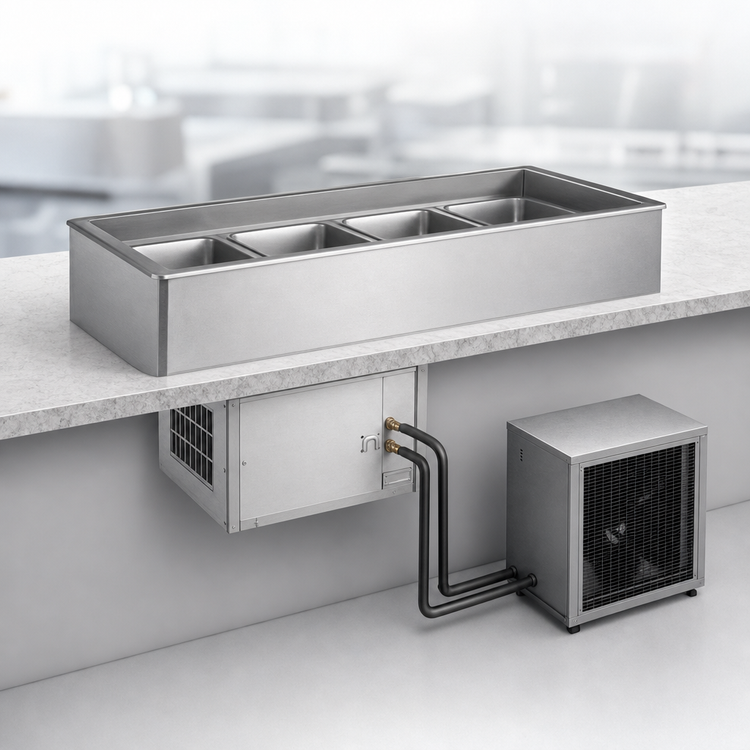Product image #3 for Atlas Metal RMX-1 Remote Refrigeration Full-Size 1-Pan Recessed Cold Food Drop-In Unit
