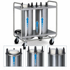Thumbnail image #3 for Dinex DXPIDP3O1012 Mobile Unheated Plate Dispenser, Open Tubular Frame, 3 Self-Elevating Tubes, 10-1/8" Capacity