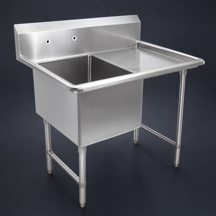 Product image #3 for John Boos B Series 1-Compartment Stainless Steel Sink with Right-Hand Drainboard, 52-3/16"W x 29-1/2"D x 44"H