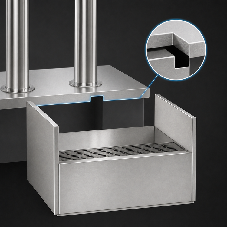 Product image #3 for Perlick Top Shelf 24-Inch Wide Stainless Steel Underbar Beer Drainer for 4060A Series Space Saver Dispensing Heads