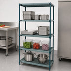 Thumbnail image #3 for Quantum WR74-1824WPM Stationary 4-Tier Wire Plastic Mat Shelving Unit, 24"W x 18"D x 74"H, Green Epoxy Coated