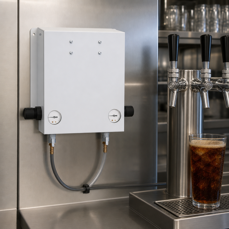 Product image #3 for Krowne Double Wall-Mounted CO2/Nitrogen Dual Beverage Gas Blender with Preset Blend Settings