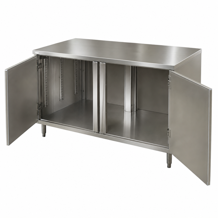 Product image #3 for BK Resources Dual-Access Stainless Steel Chef Table Cabinet Base with Hinged Doors, 60 x 36 x 34-3/4 Inches