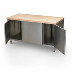 Thumbnail image #3 for BK Resources CMT-3672H2 Dual-Access Chef Table with Hard Maple Top and Stainless Steel Cabinet Base, 72W x 36D