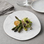 Thumbnail image #3 for CFS Brands Ridge 5310537 11-Inch Freeform Rimless Melamine Plate, White Marble, Matte Finish Case of 12