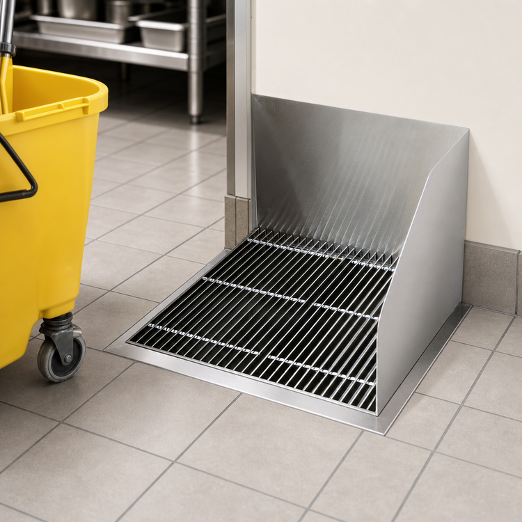 Product image #3 for Advance Tabco Flush-With-Floor Floor-Mounted Mop Sink with Removable Subway Grating, 21-3/8 in. x 24 in. x 10 in. Bowl