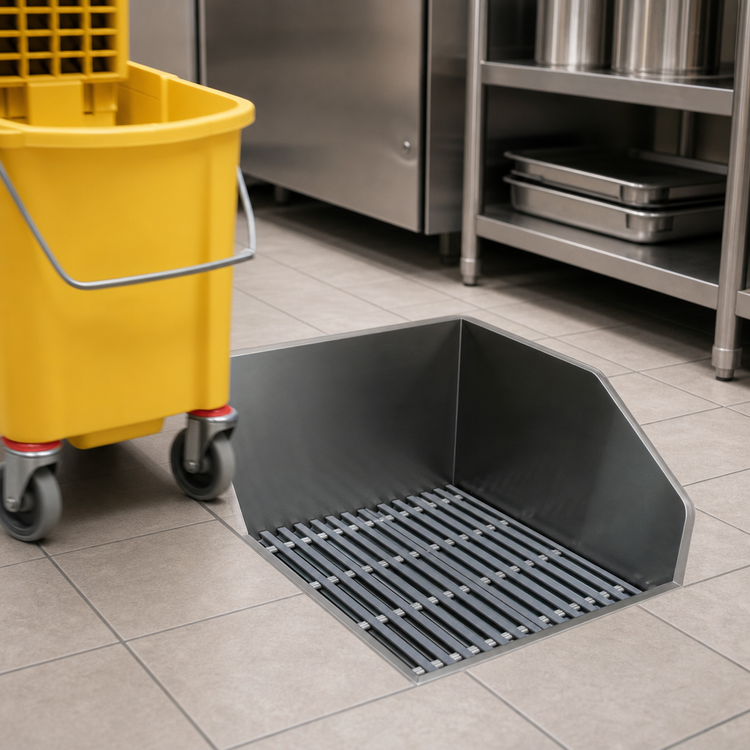 Product image #3 for Advance Tabco Flush-With-Floor Mop Sink with 10-Inch Deep Bowl and Removable Fiberglass Grating