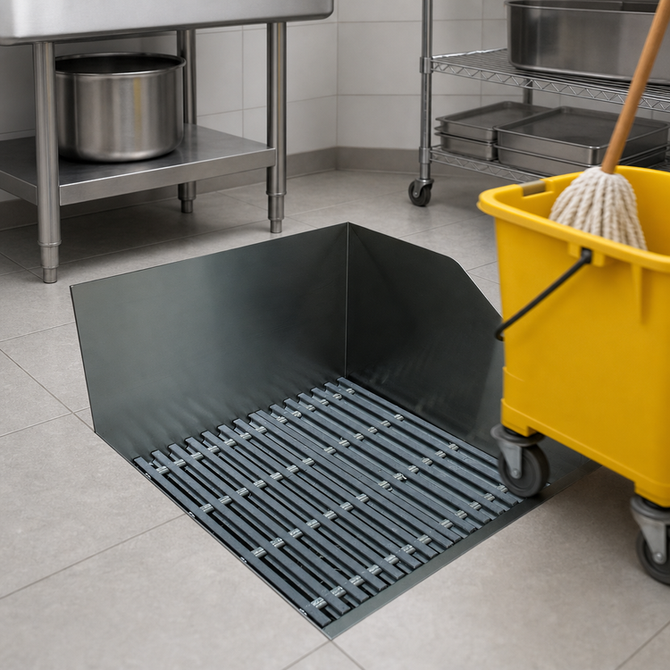 Product image #3 for Advance Tabco Flush-With-Floor Mop Sink with 21-3/8 x 24 Inch Bowl, 10-Inch Deep, Rear and Right Side Splashes