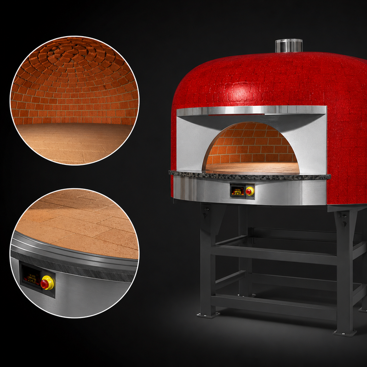 Product image #3 for Neapolitan 65-Inch Round Wood-Fired Pizza Oven with Brick Deck, Forced-Air Gas Burner and Stand