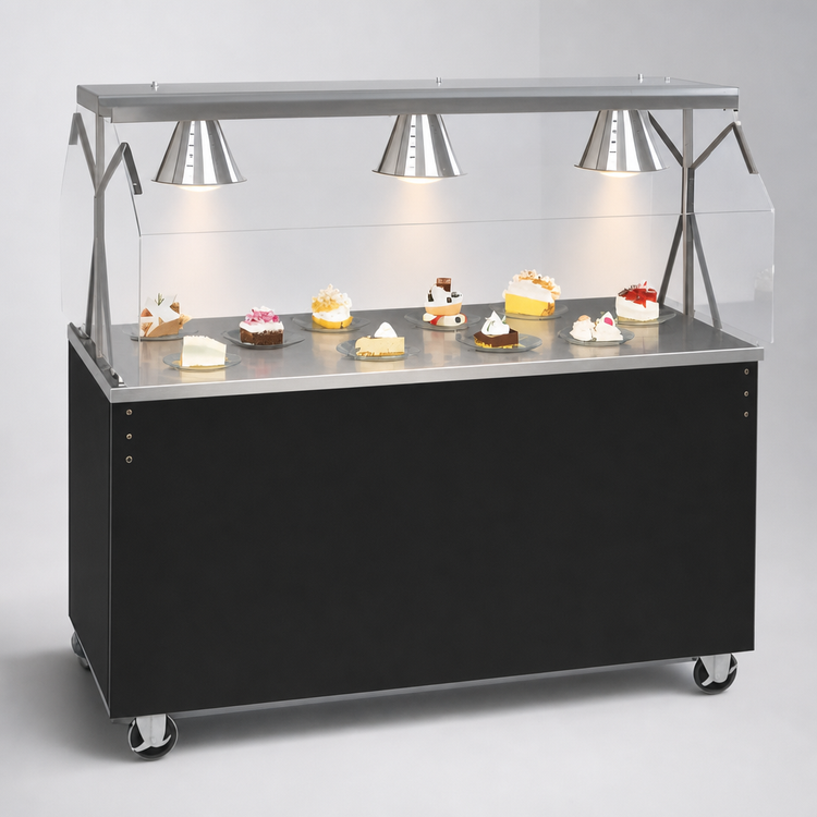 Product image #3 for Vollrath 2-Series Affordable Portable 46-Inch Mobile Utility Station with Stainless Steel Top, Buffet Breath Guard, and Sliding Door Storage