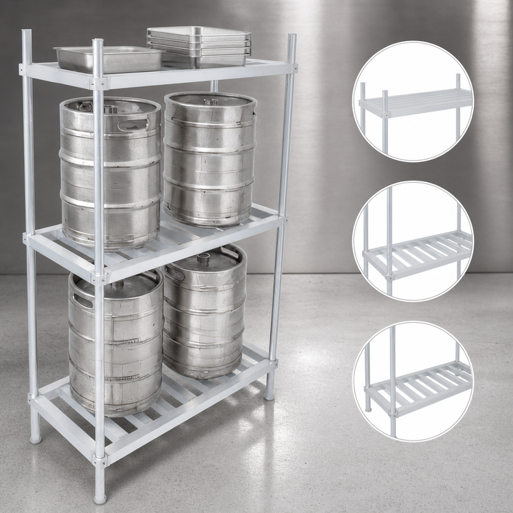 Product image #3 for John Boos Aluminum Keg Rack, 42 x 20 x 76 Inches, 4-Keg Capacity
