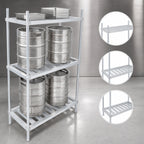 Thumbnail image #3 for John Boos ALKR-2042 Aluminum Keg Rack, Adjustable Three-Shelf, 4-Keg Capacity, NSF Listed