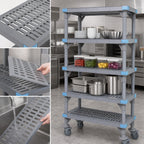Thumbnail image #3 for Quantum Millenia QPM246086VS-5 5-Shelf Mobile Polymer Shelving Starter Unit, 60W x 24D x 86H, Gray