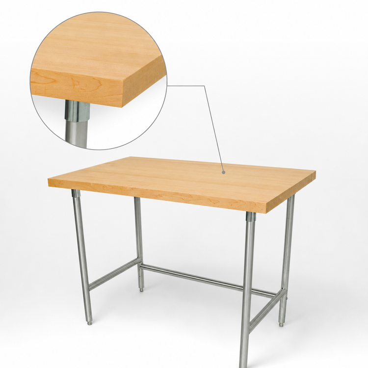 Product image #4 for Advance Tabco 84-Inch x 30-Inch Maple Top Work Table with Stainless Steel Base
