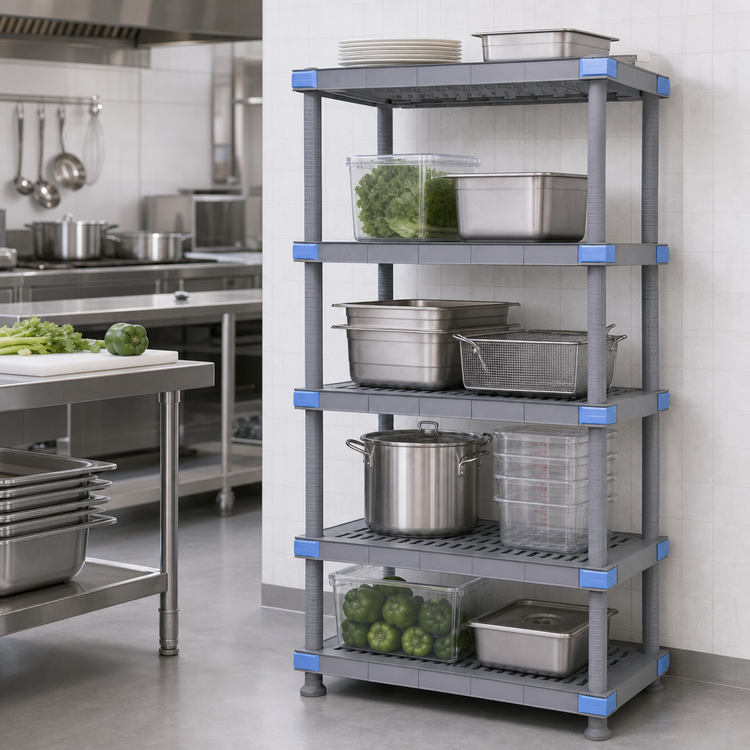 Product image #3 for Quantum Millenia 5-Shelf Polymer Starter Shelving Unit, 30"W x 24"D x 50"H, Gray