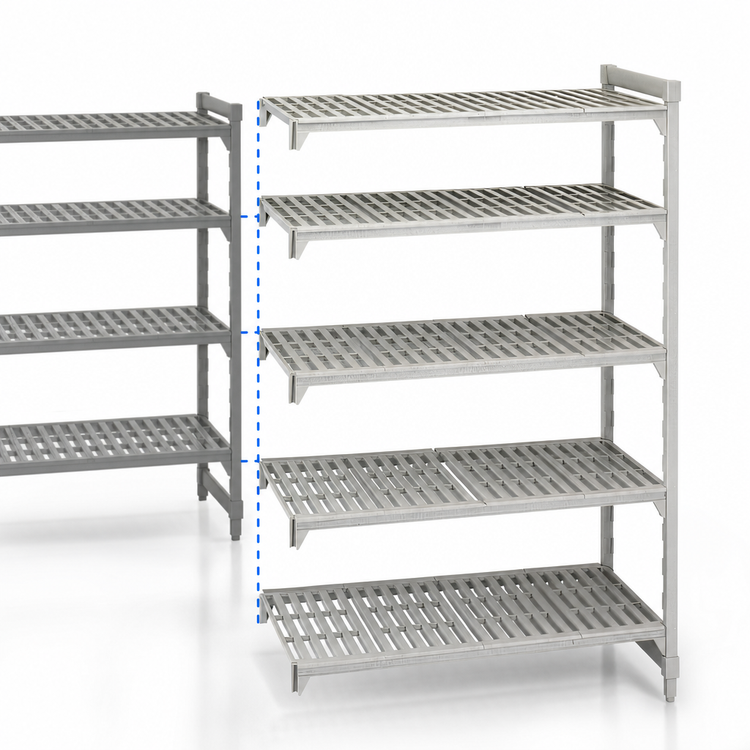 Product image #4 for Cambro Camshelving Premium 18" x 42" x 72" 5-Tier Vented Polymer Shelving Add-On Unit, Speckled Gray