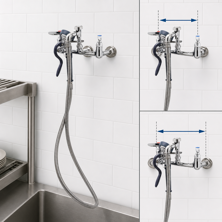 Product image #3 for Wall-Mount Mixing Pre-Rinse Spray Assembly with 68-Inch Hose
