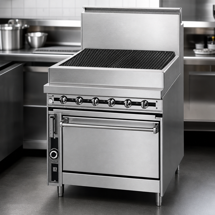 Product image #3 for Titan JTRH-36B-36 36" Heavy Duty Gas Charbroiler Range with Standard Oven