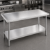 Thumbnail image #3 for Advance Tabco 108 Inch x 30 Inch 14-Gauge 304 Stainless Steel Work Table with Galvanized Undershelf and Non-Drip Edge