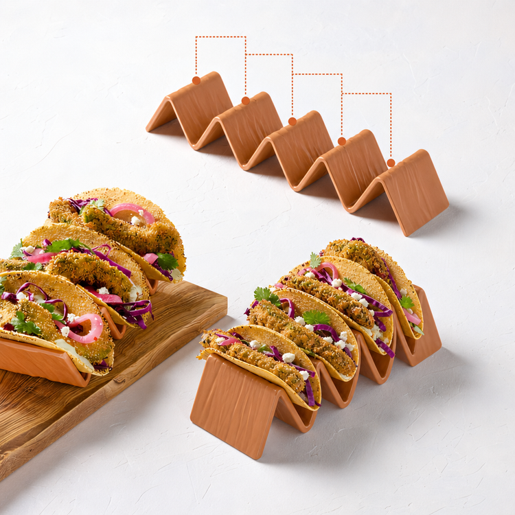 Product image #3 for American Metalcraft Terra Cotta Melamine 5-Compartment Taco Holder