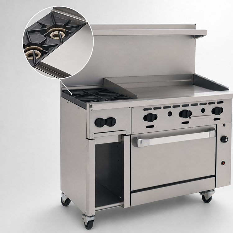 Product image #3 for Wolf Challenger XL 48-Inch Gas Restaurant Range with 2 Open Burners, 36-Inch Griddle, and Standard Oven